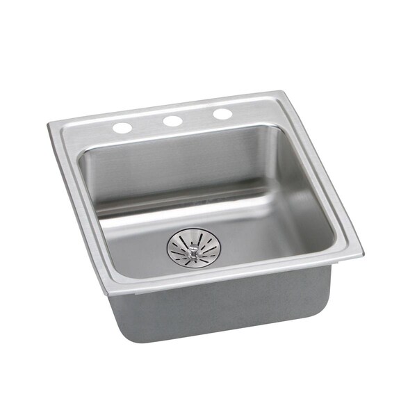 Elkay Lustertone Stainless Steel 19-1/2 X 22 X 6-1/2 Single Bowl Top Mount Ada Sink With Perfect Drain LRADQ202265PDMR2 - main